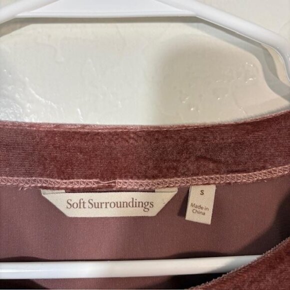 Soft Surroundings Shirt Womens Small Mauve Velvet Short Sleeve Style 2BU18 - Picture 3 of 7